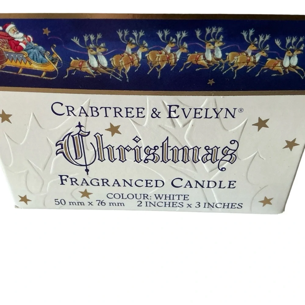 Vintage 90s Crabtree & Evelyn Christmas fragranced candle with crystal jar 4.5